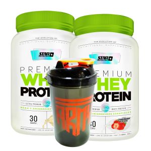 2 x Premium Whey Protein 2lb + Shaker Sabor:Frutilla y Cookies Star Nutrition