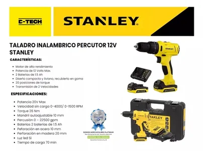 Taladro/Atornillador STANLEY Inalámbrico 12V Percutor SCH121S2K
