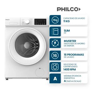 Lavarropas Philco 11 Kg Carga Frontal Inverter Blanco PHLF117BN