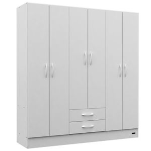 Placard Ropero Línea Pack Mosconi - 6 Puertas 2 Cajones - Color Blanco