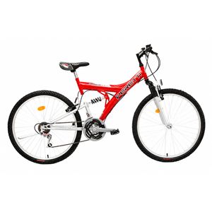 Bicicleta Peretti Roja MTB Rodado 26 Doble Suspensión 21 Velocidades