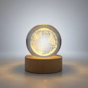 Esfera Bola Cristal Ch Lampara Led 3d Usb Mapa Mundi