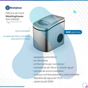 Máquina para hacer Hielo Westinghouse Plateada - 1.7 L