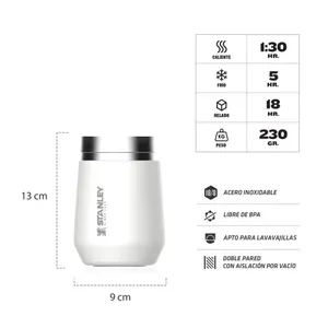 Vaso Térmico Stanley 473ml Blanco - Pinta Cerveza - Destapador