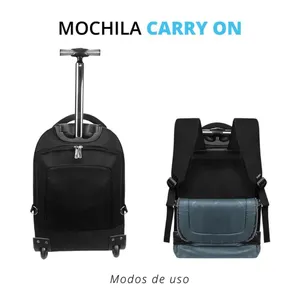Mochila Negra Viaje Avion Reforzada Porta Usb Notebook 55l