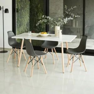 Mesa Eames Tapa Rectangular 1500mm Patas Eucalipto Macizo