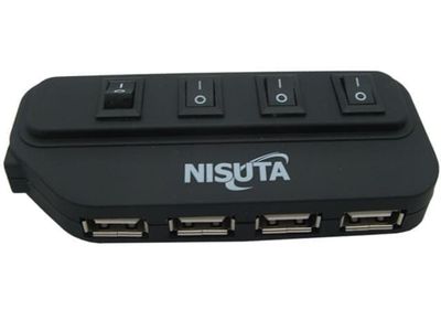 Hub USB 2.0 4 Puertos con Switch Nisuta NSUH2083 Negro