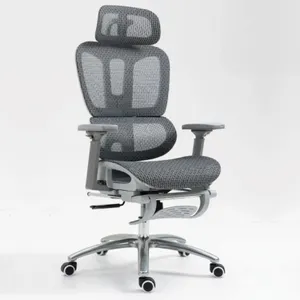 Silla Gerencial Apoya Pies Oficina Pc Lumbar Reclinable Mesh