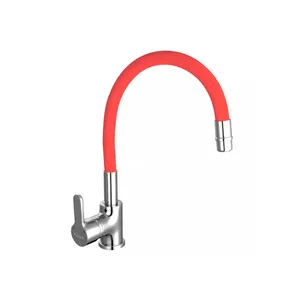 Grifería de cocina Piazza Emblem 10016RO con flexible rojo