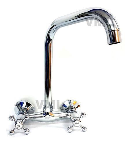 Griferia Canilla Cocina Pared Llaves Pico Alto L Metalica