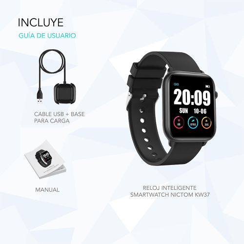 Reloj Inteligente Smartwatch Nictom KW37 Negro Sumergible Deportivo  Bluetooth