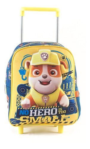 Mochila Con Carro Paw Patrol Legends 3d Amarillo 11 Pulgadas