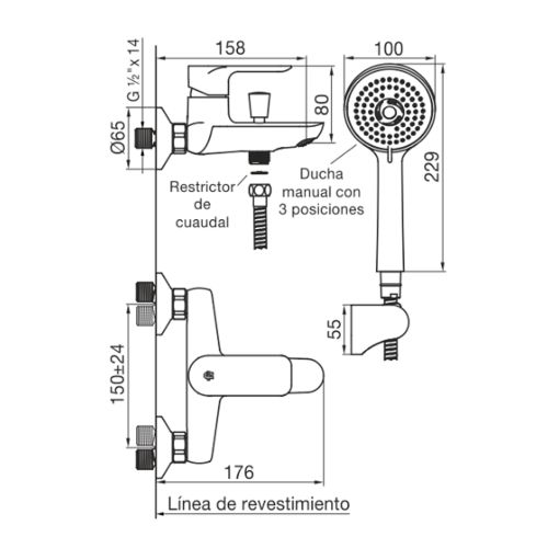 Grifería para ducha empotrada Monocomando línea Coty — Bagno & Company