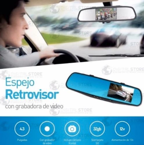 Espejo Retrovisor Con Camara Hasta 32gb 1080p 120 12v