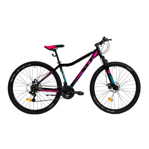 Bicicleta fashion negra con fucsia