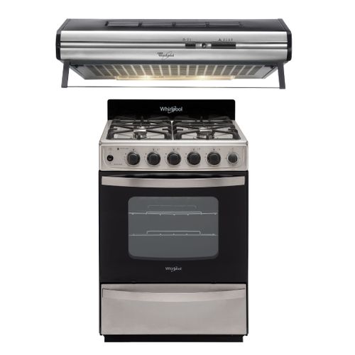 Combo Whirlpool Cocina a Gas y Purificador WFX57DI+WAB60CX