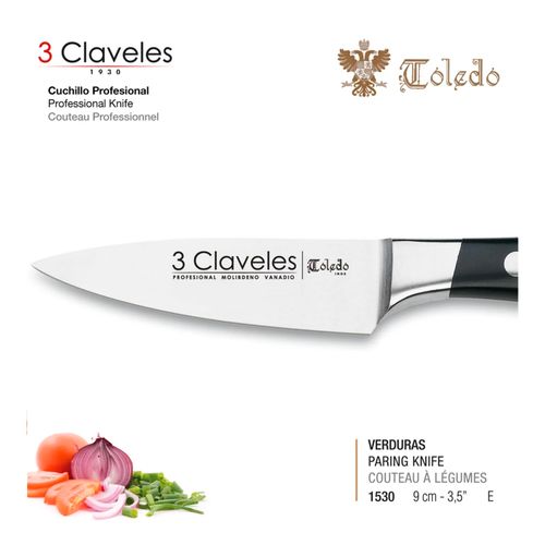3 Claveles 1530 Toledo Cuchillo Verduras, 9 cms