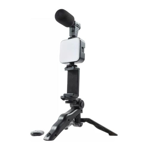 Micrófono Luz Led Para Tripode Kit Video Streaming Trípode Para