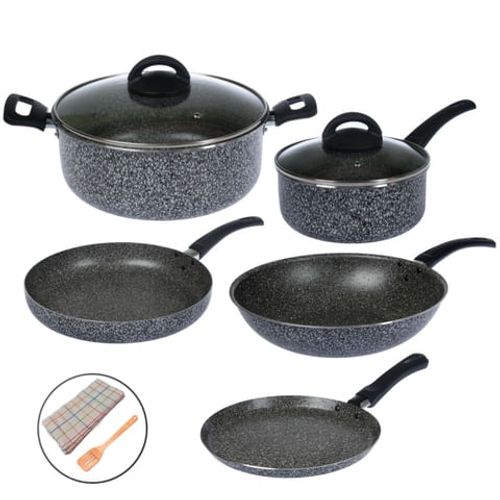 Cacerola Olla 24 Cm Tapa Vidrio Wok Sarten 28 Cm Aston Pedra