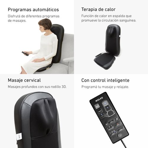 Asiento Masajeador Wolke Cervical Espalda Gluteos con Rodillos Calor Cosmic