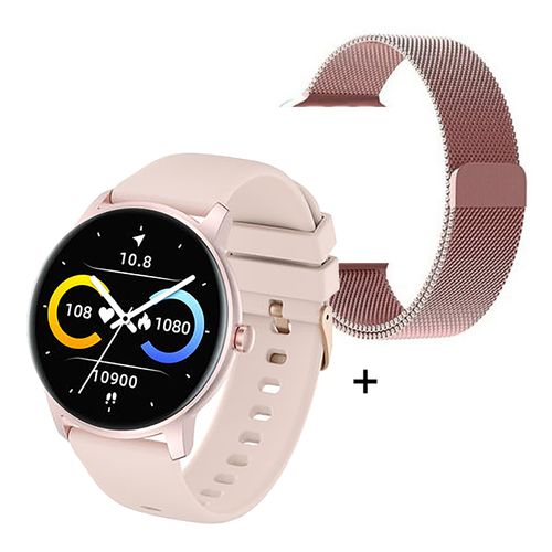 Smartwatch Mujer Reloj Inteligente Nictom NT16 + Malla Metal Rosa de Regalo