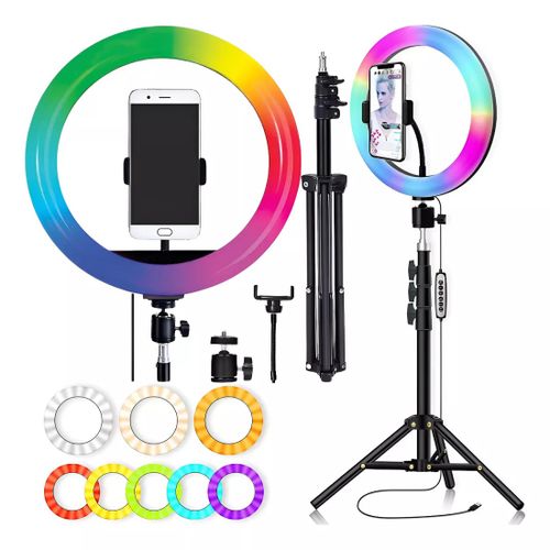 Aro De Luz Led 30cm Rgb Trípode 2mts Fotografía Iluminador