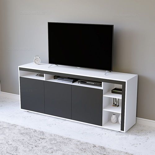 Modular Mueble para Tv Moderno 170 cm de Largo Blanco y Negro