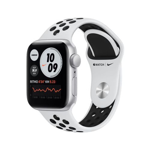 Apple Watch Nike SE GPS Cellular 44mm Silver Aluminium Case with Pure Platinum Black Nike Sport Band Regular