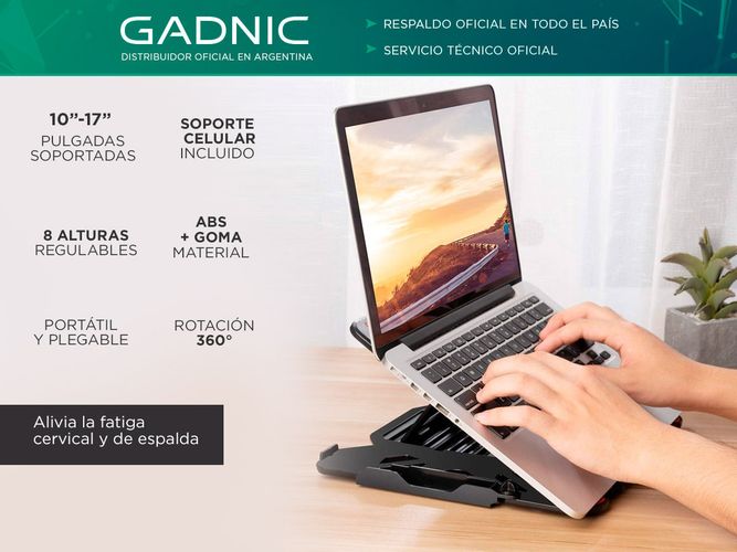 Soporte Notebook Gadnic Desk-711 Mesa Aluminio Regulable Plegable con  Cooler