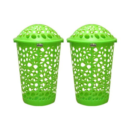 2 Canastos Cesto Ropa Sucia Plástico Verde - Colombraro