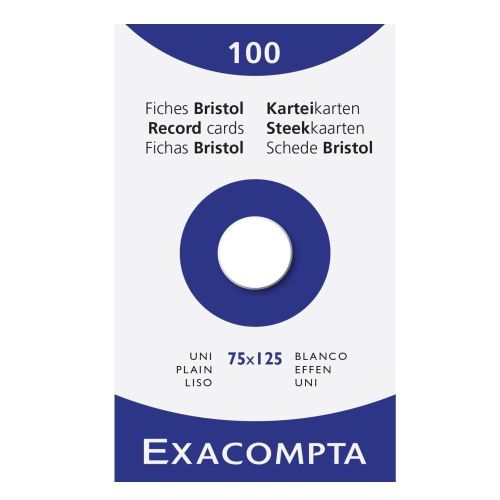 Cartulina Bristol Exacompta 75 × 125 mm 205 gsm Blanco – Pack de 100