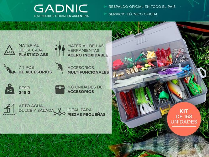 Kit Accesorios de Pesca Gadnic 168 Piezas + Caja