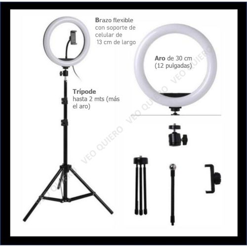 Para Celular Aro De Luz 26 Cm Con Tripode Metros Aro De Luz Led 26 Cm