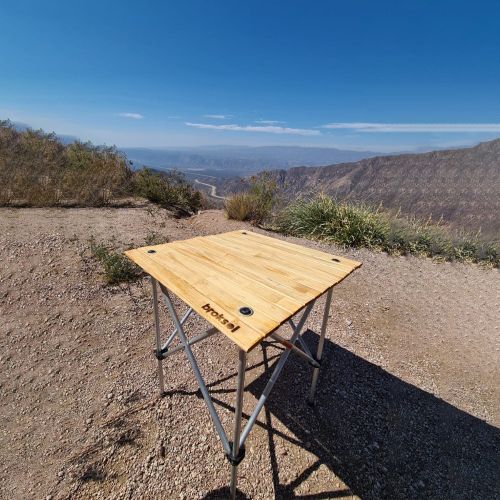 Mesa Plegable Broksol Aluminio Madera Camping Con Bolso Portable