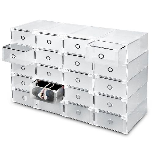 Organizador de zapatos transparente grueso, caja de almacenamiento