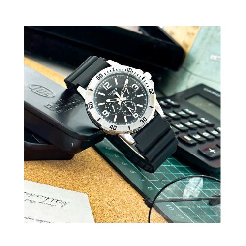 RELOJ CASIO MTP-VD300 HOMBRE ACERO CORREA CAUCHO MULTIFUNCION 50M