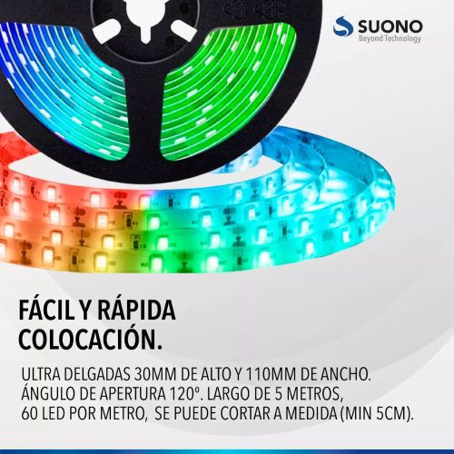 tira de led 5050 suono rgb 5 metros 60 led por metro