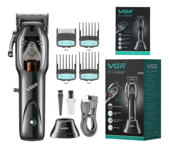 Maquina Corta Pelo Vgr V 653 Pro Motor Magnetico 9000Rpm Usb Negro