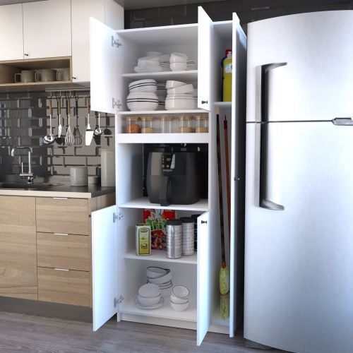 Porta horno Despensero Armario Organizador Con Escobero Para Cocina BLANCO