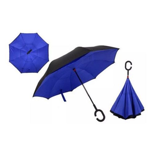 Paraguas Invertido Reversible Reforzado Original Azul