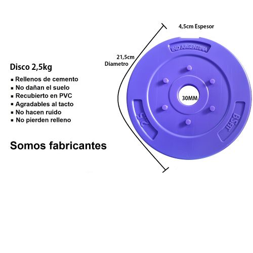 Kit Set 24kg Bsfit Discos Lisos Pesas + Barra +2 Mancuernas