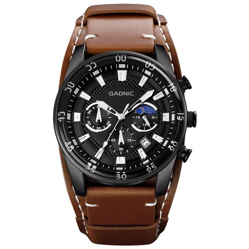 Reloj De Cuarzo Marrón Gadnic Elegante Resistente Al Agua