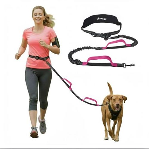 Correa Perro Manos Libres 2mts Waggs Cinturón Paseo Running Rosa