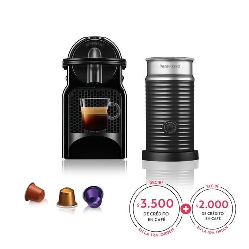 Cafetera Nespresso Inissia Black + Aeroccino 3