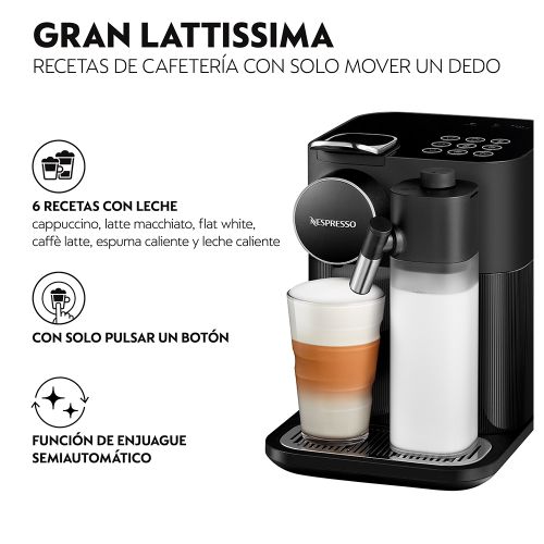 Cafetera con Cápsulas Nespresso Lattissima One Black NESPRESSO