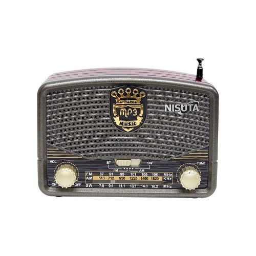Radio AM/FM vintage Bluetooth, linterna, dial analogico, MP3, AUX