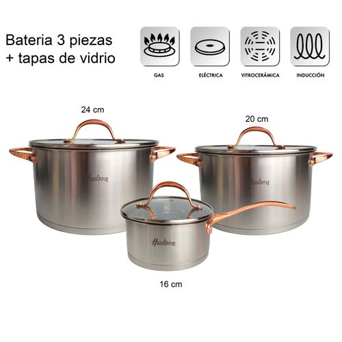 Bateria De Cocina Induccion Hudson Ceramica 5 Piezas