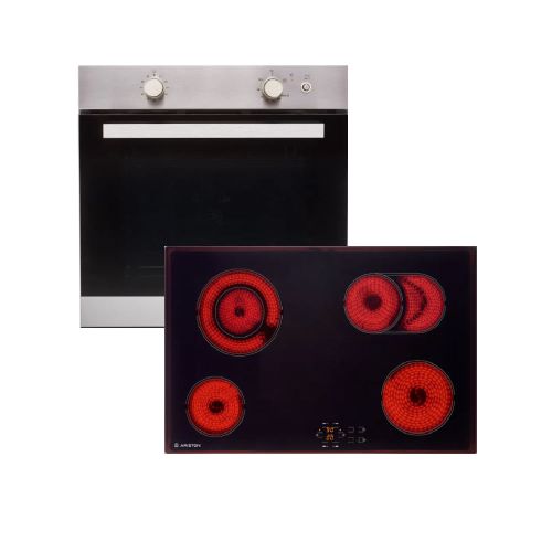 Horno a gas empotrable Ariston GA3 124 C IX A y anafe vitroceramico 80 cm  F100162+F104320