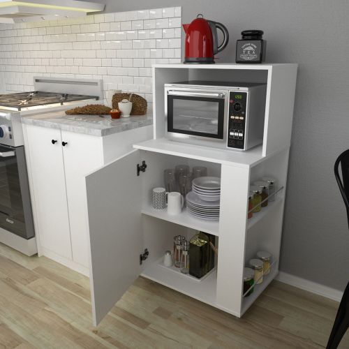 Mueble Microondas Vajillero Organizador Centro Estant Kp60 Color Blanco