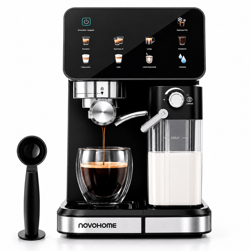 Cafetera Expreso Digital Novohome Espumador De Leche 20 Bar